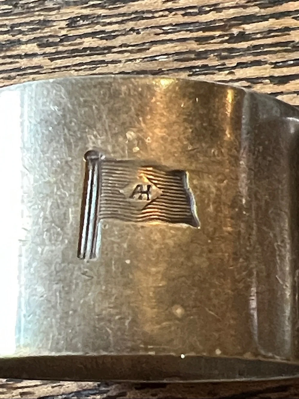 2 Antique Silver plated shipping boat napkin rings